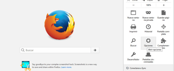 Solucionar el error Chrome/Firefox 'La conexión no es privada' - Acceder a las opciones del navegador de Firefox