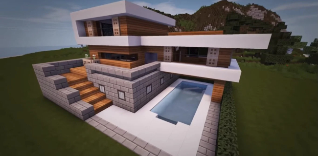 Casas modernas en Minecraft: Ideas y planos - Casa moderna de tres pisos