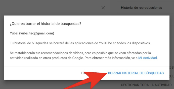Cómo borrar el historial de búsquedas y reproducciones en YouTube - Borrar el historial de YouTube desde el PC