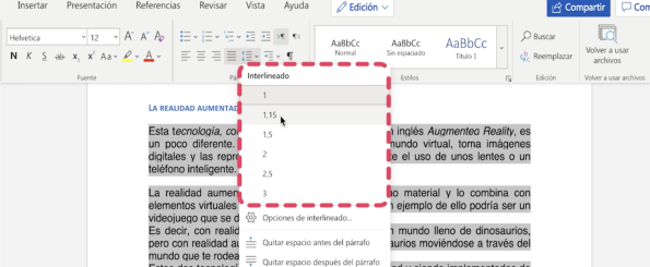 Cómo cambiar el interlineado en Word - ¿Cómo cambiar el espacio entre líneas en Word en Office 365?