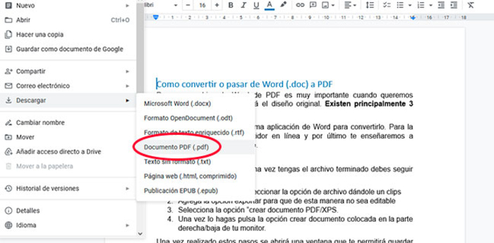 Cómo convertir o pasar de Word (.doc) a PDF - Convertir de Word a PDF usando Google Drive