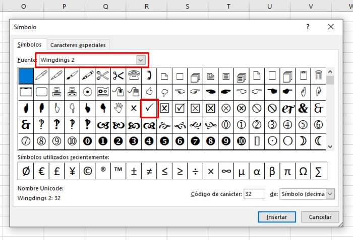 Cómo escribir el símbolo de la palomita ✓, check o visto en tus documentos - Escribir check en Excel