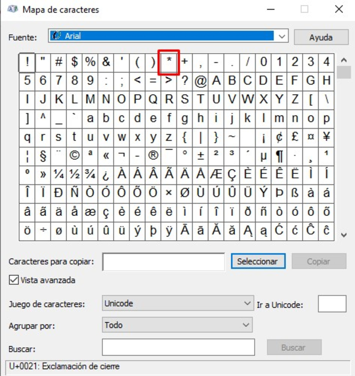 Cómo hacer el símbolo de asterisco (*) con el teclado - Escribir en Windows