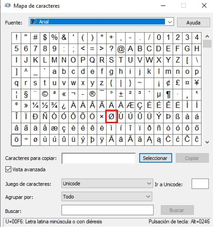 Cómo hacer el símbolo del diámetro « Ø, ø » con el teclado - Escribir en Windows