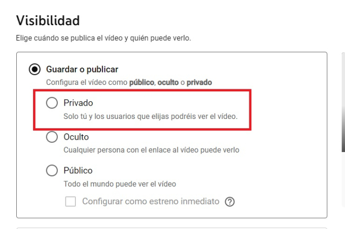 Diferencias entre videos ocultos, privados y públicos en YouTube - Vídeos privados
