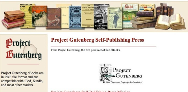 Descargar libros gratis en formato EPUB: lista de sitios webs - Proyecto Gutemberg