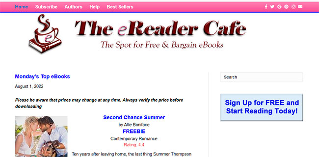 18 páginas webs para descargar libros gratis para Kindle - The eReader Cafe