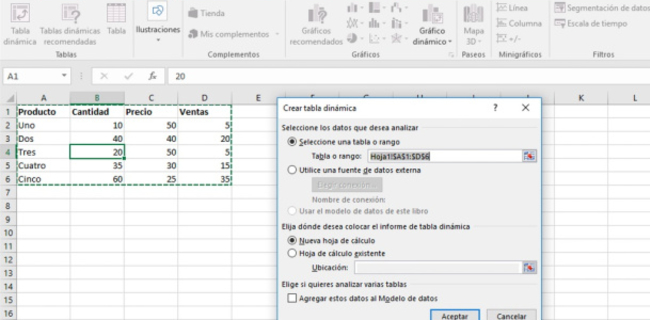Características y funciones de Excel más importantes - Utilizar tablas dinámicas